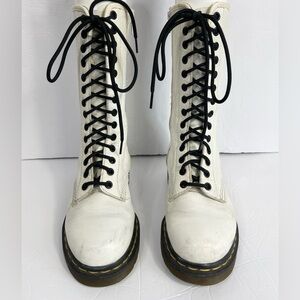 Dr. Martens White Combat Boots with Black Laces
